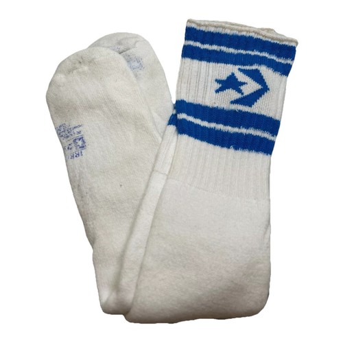 VTG Converse Socks Mens Tube Bulk Orlon Acrylic USA White Blue 10-13 Cons 80's.