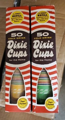 Lot of 2 Vintage Dixie Cups 5 oz Cold Drink Refill Box NOS 50 Count MCM Kitchen
