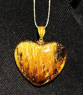 19*21*7mm Natural Rutilated Quartz Carved Crystal Love Pendant reiki healing