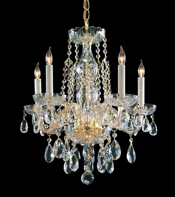 Traditional Crystal 5-Light 20'' Mini Chandelier in Polished Brass with Clear