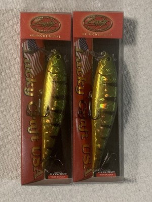 (LOT OF 2) LUCKY CRAFT POINTER 128 SSR 1oz.  AGO NORTHERN PERCH NIP 128SSR