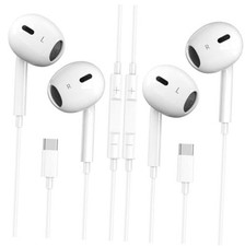 USB C Headphones, 2 Pack Type C Headphones Wired in Ear Earbuds with Mic