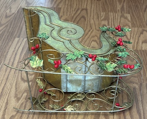 De Colección Metal Dorado Trineo Decoración Navidad Centro de Mesa 5 Candelabros Cónicos - Imagen 8 de 8