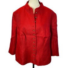 Vintage Lauren Ralph Lauren Linen Jacket Blazer 16W Military Equestrian Preppy