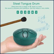 Tamburo Lingua Acciaio 3 Pollici - Strumento Portatile 6 Toni per Meditazione e Yoga