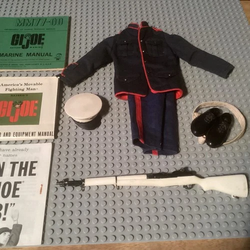 Vintage 1960's Hasbro GI Joe Dress Marine w/ Rifle / Paper Work