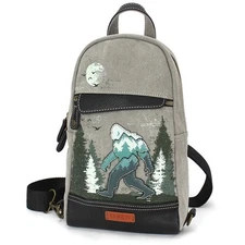 BIGFOOT SASQUATCH CANVAS SLING BAG BACKPACK Gray RFID CHALA