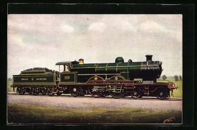 Künstler-AK Dampflokomotive No. 104 der Great Western 