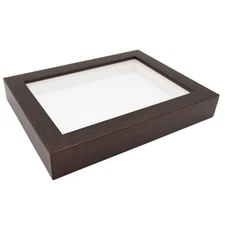 14x14 Shadowbox Gallery Wood Frames - Brown DEEP Shadow Box Frame with a Display