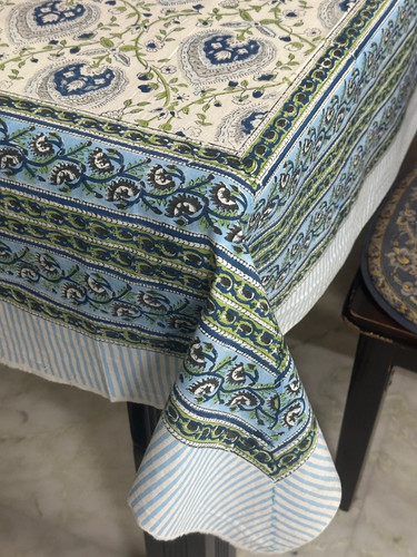 and Block Print Tablecloth, Rectangular Dining Cloth, Fine Dining Decor - Picture 2 of 7
