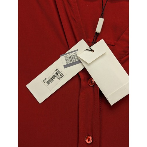 Blusa L'Agence Ryan Manga 3/4 Nueva con Etiquetas Talla XS Abotonada Cuello en V Ligera Roja - Imagen 8 de 12