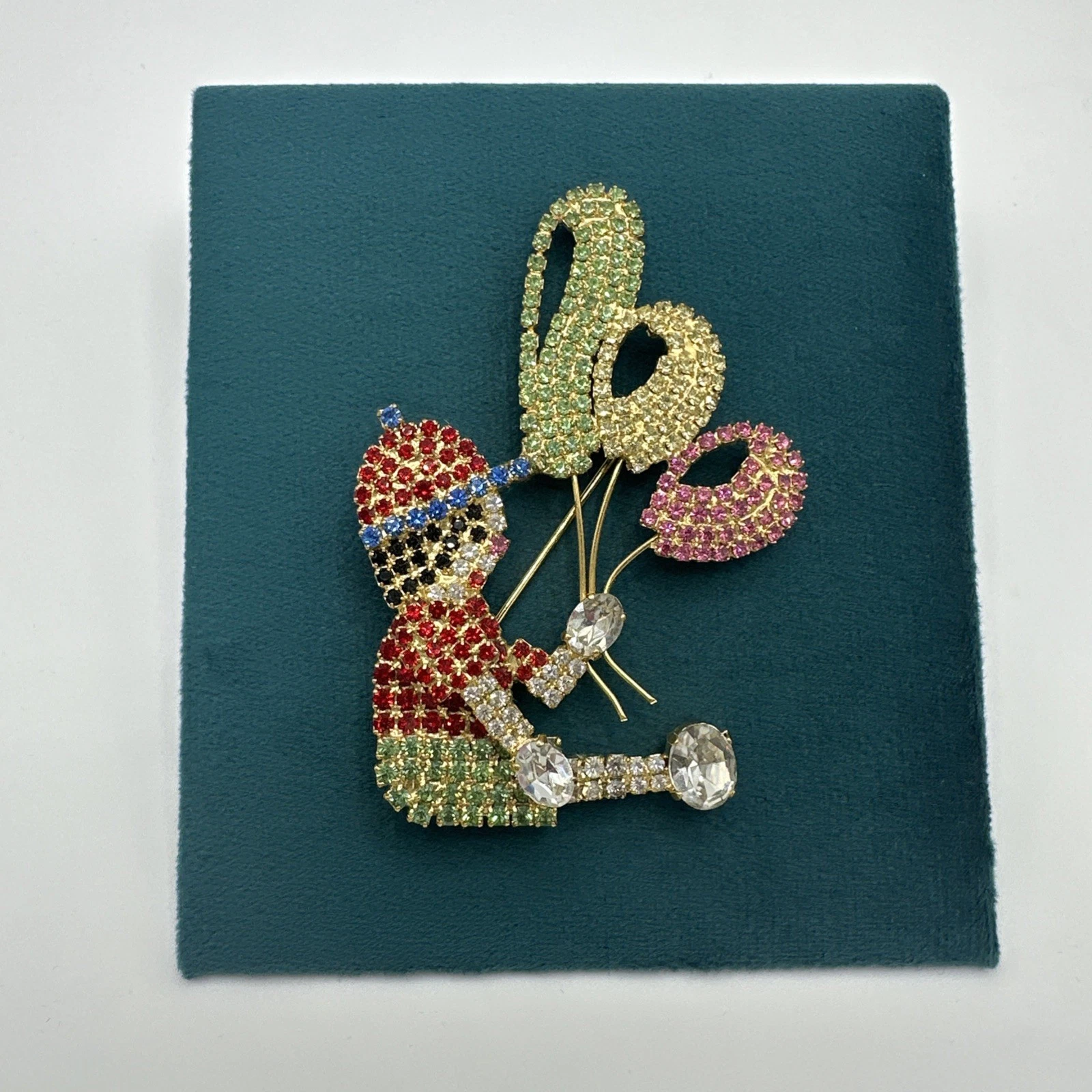 Bijoux Fantaisie Broche Clown Doré Avec Strass