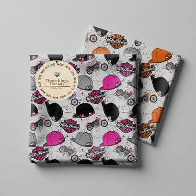Harley Davison Motorcycle Boy Girly DBP 1 Yard each Fabric Seamless Design 59x36