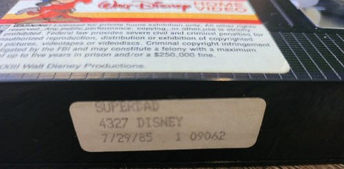Walt Disney Superdad VHS Tape Walt Disney Home Video Bob Crane Kurt Russel Movie - Picture 7 of 13