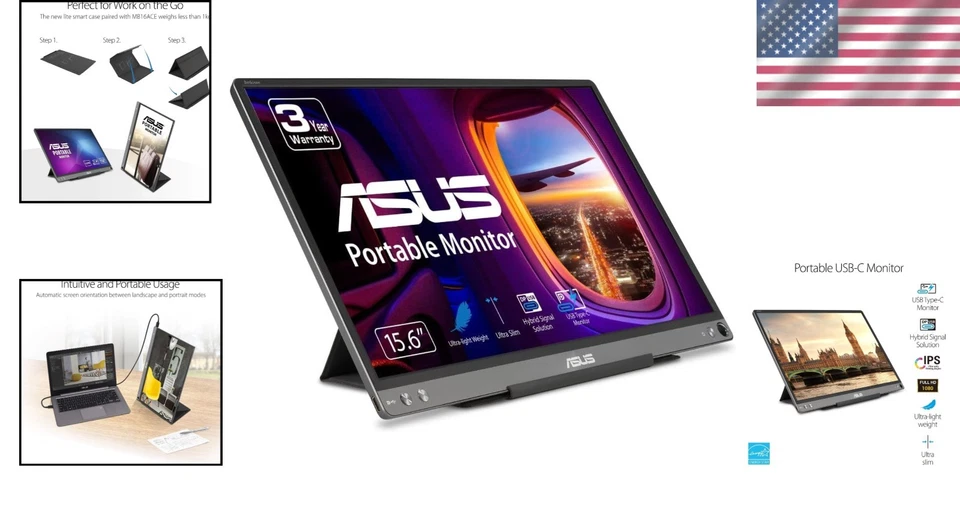 ZenScreen 15.6” 1080P Portable USB Monitor - Dark Gray - Image 2 of 4