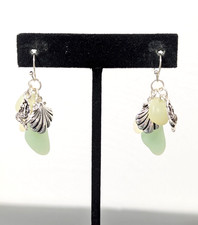 Beachy Boho Frosted Acrylic Shell Mermaid Cluster Dangle Earrings