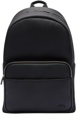 Lacoste Men's Classic Laptop Pocket Backpack, Black Textured Water Resistant NWT
