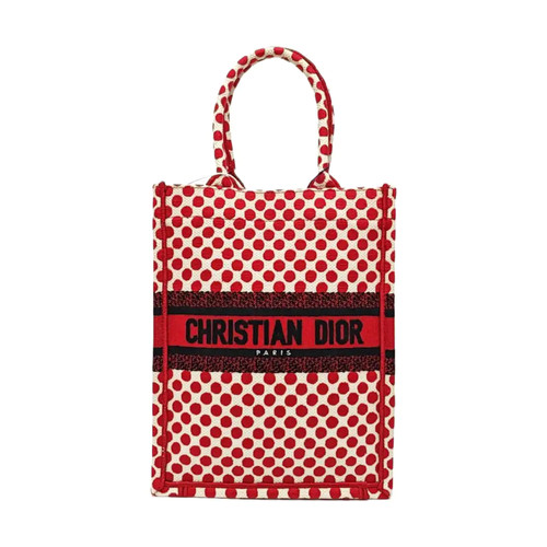 【Authentic】 DIOR Book Tote Red Cloth Handbags (DDP)