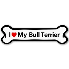 Magnet Me Up I Love My Bull Terrier Dog Bone Magnetic Decal 2x7 Inches
