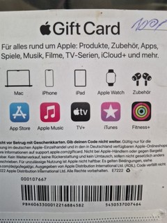 Apple Gift Card Geschenkkarte Deutschland für App Store & Music
