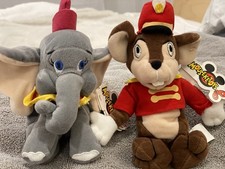 Vintage NWT Disney Mouseketoys Dumbo  Timothy Mini Bean Bag Plush Set 90s retro
