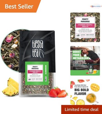 Green Tea Loose Leaf Fruit Blend Large Pouch Hot Iced Tea Tropical Flavor