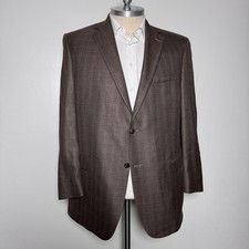 Hart Schaffner Marx Sport Coat Blazer Mens 48L Brown Textured Two-Button USA