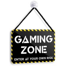 Gaming Zone Schild 18x12cm Schwarz Gelb Warnschild Zocker Gamer Geschenk Deko