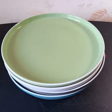 Set Of 6 Vancasso 10 1/2" Speckled Raised Rim Heavy Duty Dinner Plates