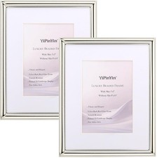 Classy Silver Plated 8x10''Photo Frame 2 pack,Beaded Frame 8x10'' Mat 5x7'',R...