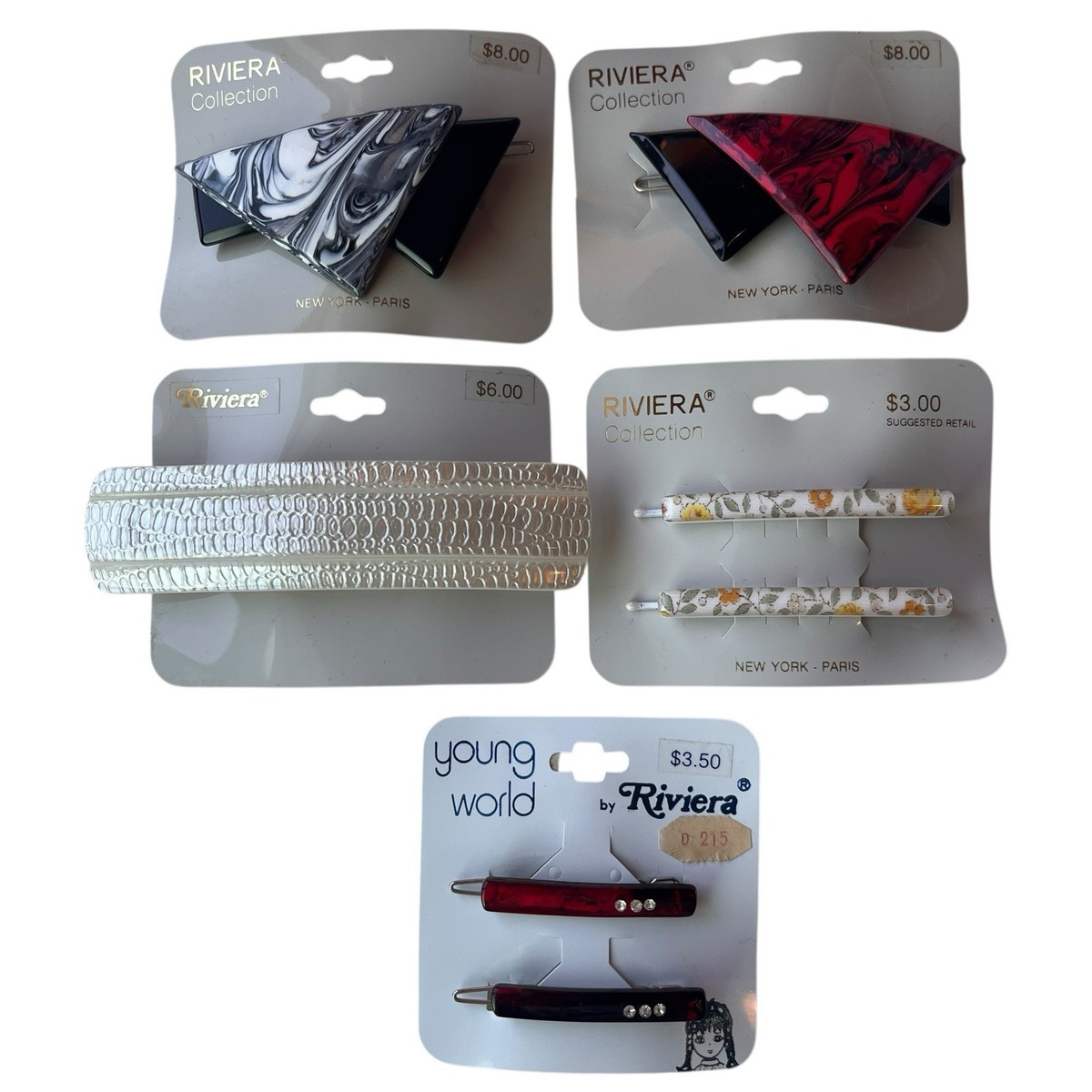 Vtg 80s Riviera Hair Barrettes Clips Lot Simulated Tortoise  display picture 3