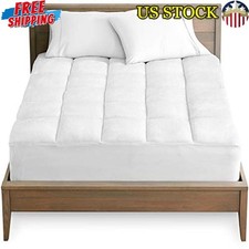 Reversible Pillow Top Mattress Pad Twin XL Cooling Breathable Deep Pocket White