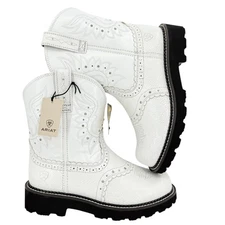 Ariat Fatbaby Women's Gembaby White Snake Emboss Leather Boots Size 9B NWOB