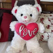 Dan Dee 2020 Sweetheart Teddy Bear WhitePink LOVE Heart Plush Stuffed Animal 18"