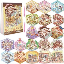 20 Sets DIY 3D Sticker Scene Collection Book DIY 3D House Stickers