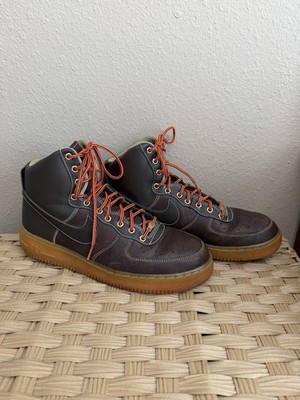 Nike Air Force 1   07 High Winter Workboot Men s Size 11 Brown With Orange Lace