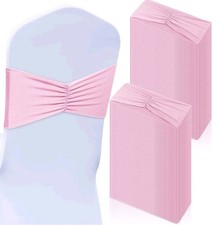 50 Pack Pink Spandex Chair Sashes Elastic Wedding Party Banquet Baby Shower NEW