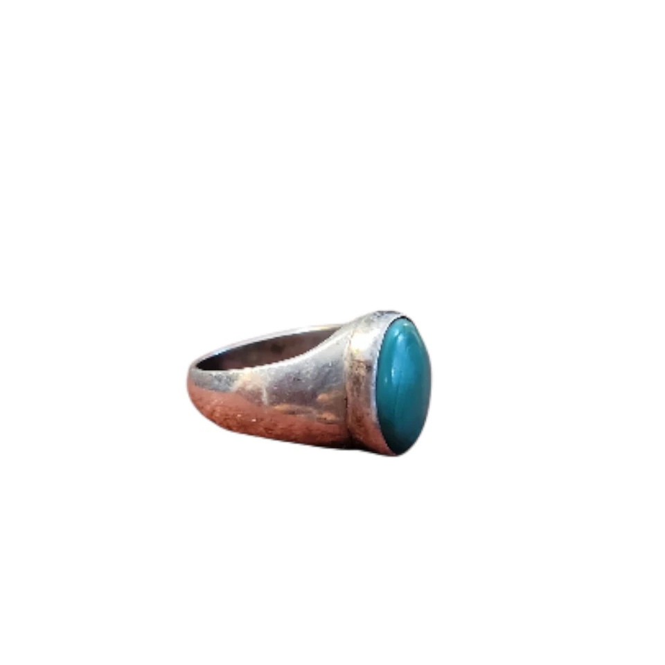  Anillo De Colección 925 Esterlina Verde Malaquita Ovalado Piedras Preciosas Talla 7 Artesanal Naturaleza Foto 2 de 4