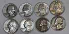 Washington Quarter 25C Silver 1940-1958 Circulated Lot of 8 Uncertified US Coins