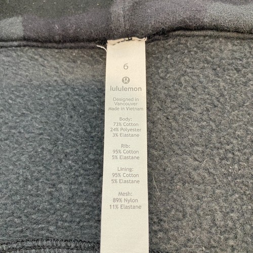 Lululemon Scuba Hoodie Womens 6 Black Camo Full Zip Thumbholes Athleisure Jacket - Picture 5 of 11