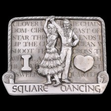 I Love Square Dancing Vintage Belt Buckle