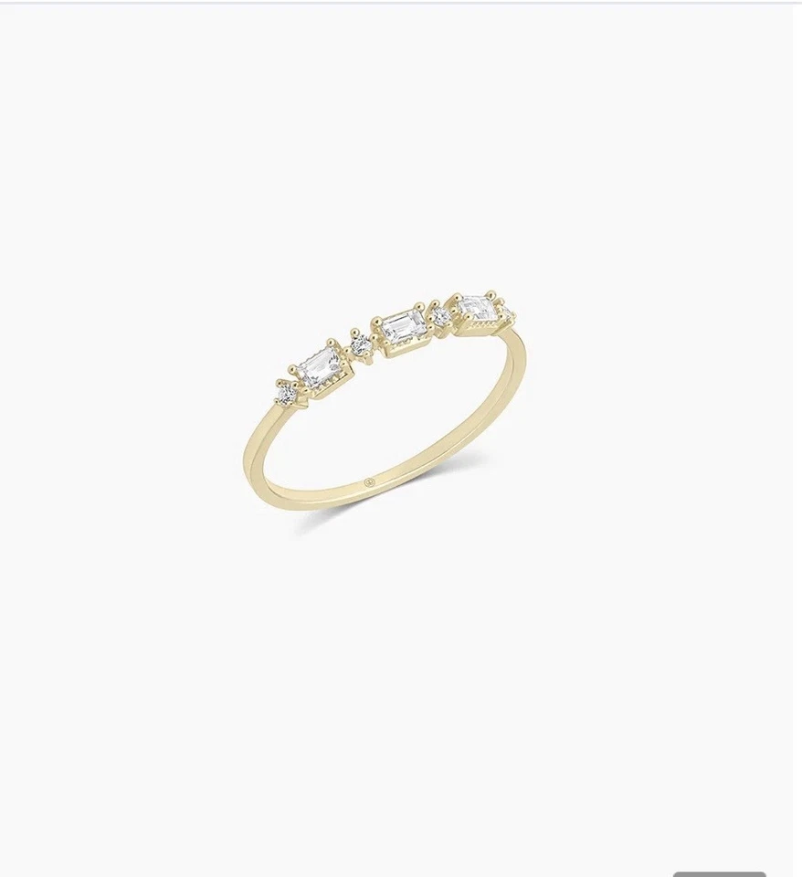 Gorjana- Anillo Baguette Topacio Blanco y Diamantes Oro 14kt, Talla 6 Foto 3 de 4