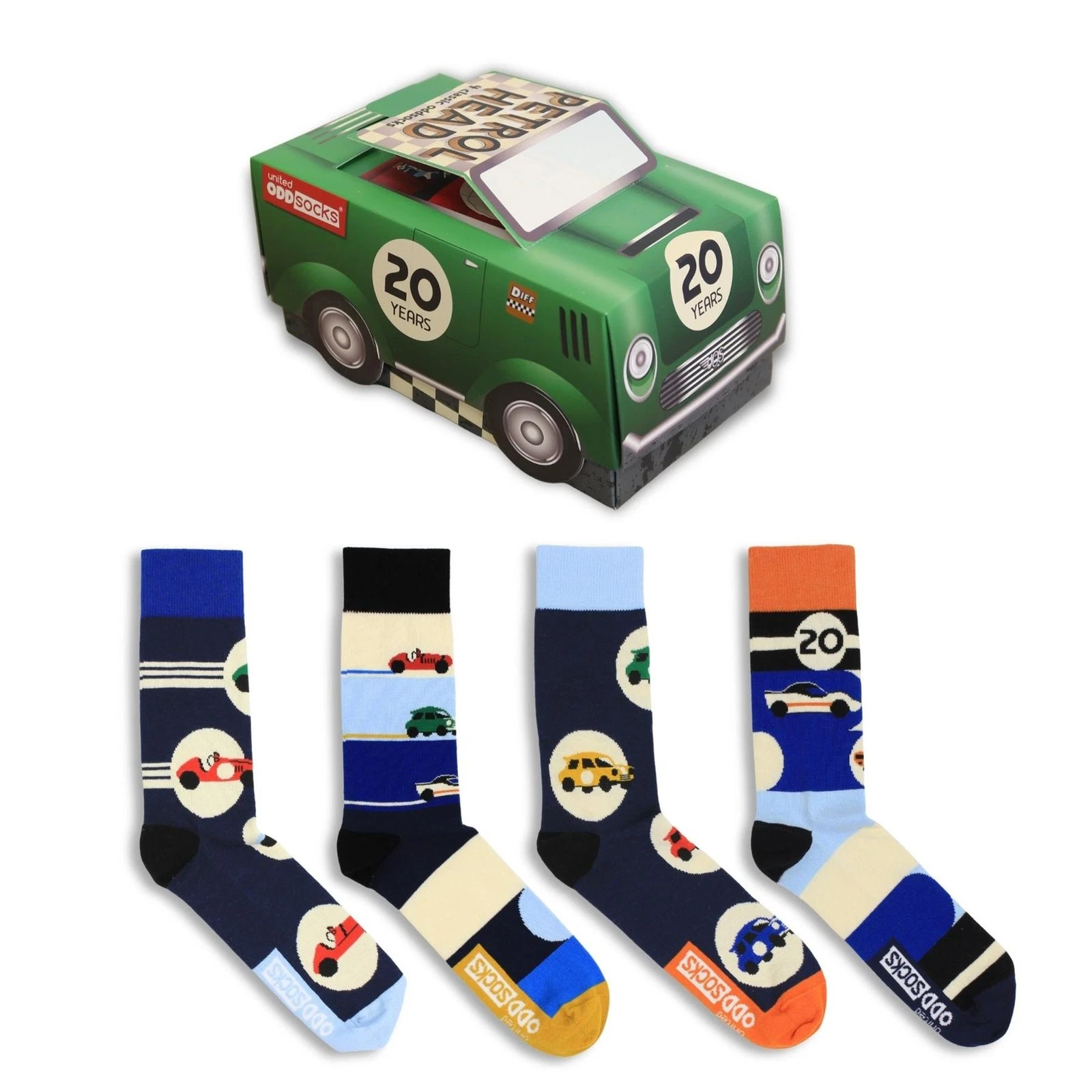 Novelty Fathers Day Socks Cars Motor Gift Box of 4 Mens Mismatched UK Size 6-11