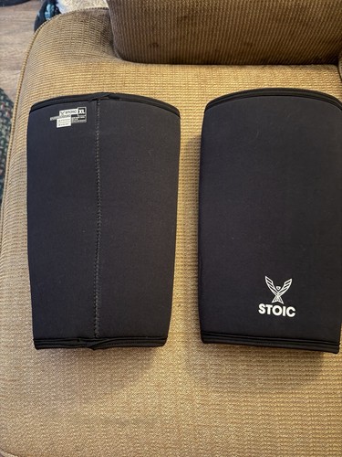 STOIC XL Black Knee Sleeves Pair for Weight Lifting Gym & Training Unisex 7mm