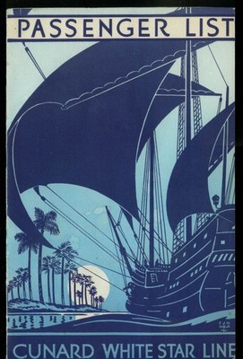 Cunard White Star M V Georgic West Indies Cruise Passenger List 4/3 1935