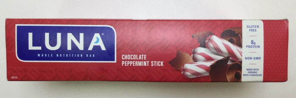 LUNA BAR Snack Bars, Sin Gluten, Chocolate Menta Stick, 18/11/2025 (15CT) Foto 3 de 4