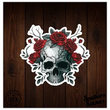 Skull Rose Thorns - Vinyl Decal Sticker - Car Window Laptop - ebn9992