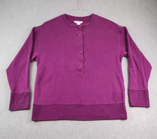 Athleta Sweatshirt Balance Henley Womens Size Small Faded Exotic Fuchsia Stretch