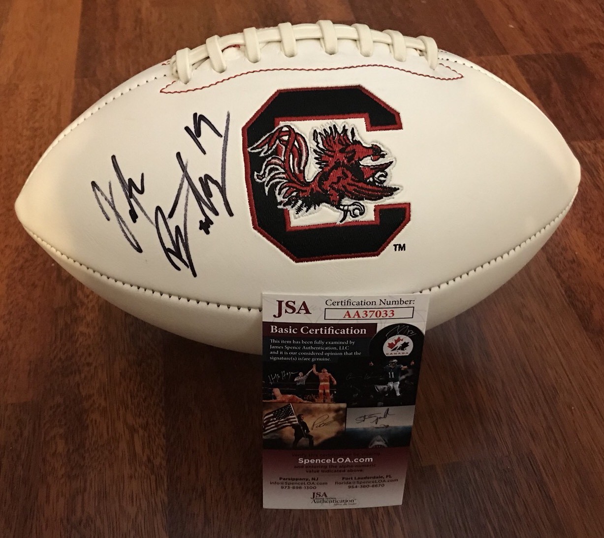 JAKE BENTLEY HAND SIGNED SOUTH CAROLINA GAMECOCKS LOGO FOOTBALL W/ JSA COA 