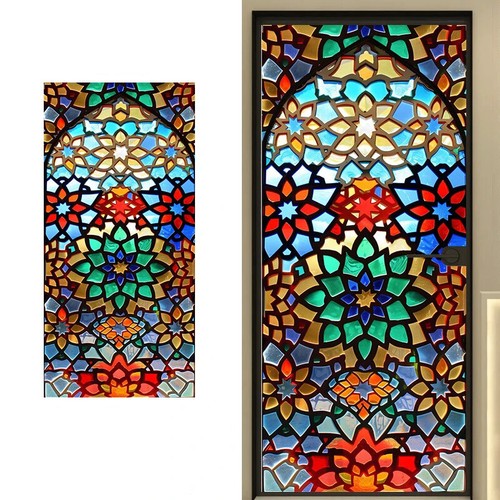Classic European Static Cling Privacy Window Film Opaque Stained Church Decor - Picture 28 of 47